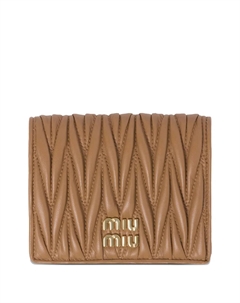 Стеганый кожаный кошелек матлассе, коричневый Miu miu
