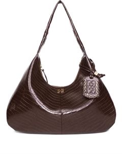 Сумка на плечо с тиснением под кожу крокодила, коричневый Ganni