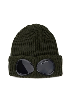 Шапка бини в рубчик с декором Goggle, зеленый C.p. company