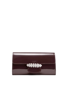 Лакированный клатч Bing с кристаллами, коричневый Jimmy choo