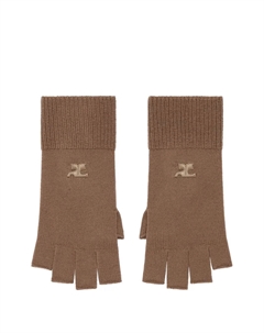 Перчатки-митенки в рубчик Courrèges, коричневый Courreges