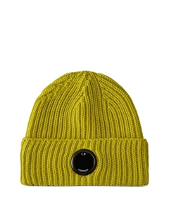 Шапка-бини из ребристой шерсти с линзами, зеленый C.p. company