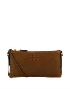 Сумка через плечо с тисненым логотипом, коричневый Miu miu