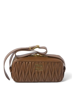Стеганая сумка на плечо, коричневый Miu miu