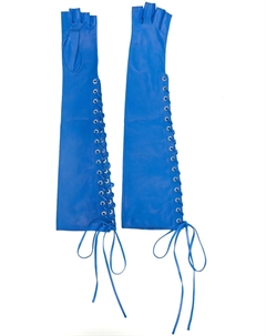 Перчатки-митенки со шнуровкой, синий Manokhi