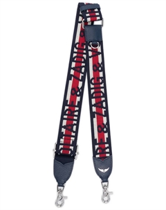Жаккардовый ремень для сумки с логотипом, синий Zadig&voltaire