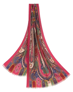 Шарф из смесового кашемира с принтом пейсли, красный Etro