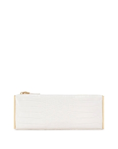 Клатч на молнии с тиснением под кожу крокодила, белый Elisabetta franchi