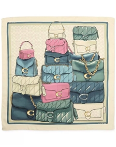 Шелковый квадратный платок с принтом Stacked Tabby, белый Coach