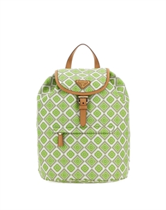 Рюкзак с геометрическим принтом и завязками, зеленый Prada
