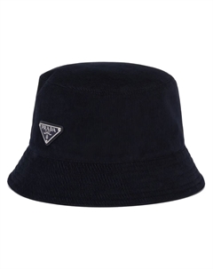 Вельветовая панама с эмалированным логотипом, синий Prada