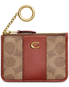 Мини-визитница Essential для ID-карт из фирменного лакированного полотна Signature, коричневый/бежевый Coach