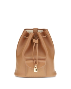 Кожаный рюкзак с завязкой, коричневый Loro piana