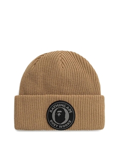 Шапка бини в рубчик с нашивкой-логотипом, нейтральный A bathing ape®