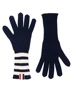 Кашемировые перчатки с полосками 4 Bar, синий Thom browne