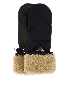 Варежки с логотипом, черный Prada