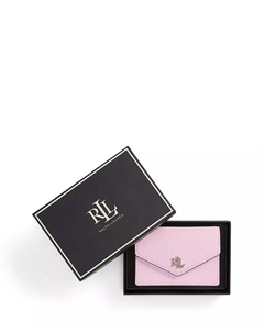 Текстурированный кожаный картхолдер с клапаном Small Flap, розовый Lauren ralph lauren