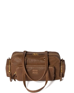 Кожаная сумка-тоут, коричневый Miu miu
