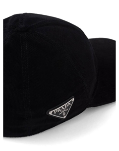 Вельветовая бейсболка с логотипом, черный Prada