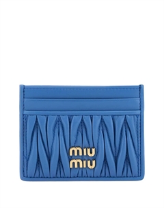 Визитница из кожи с узором матлассе, синий Miu miu