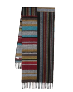 Полосатый шарф с бахромой, серый Paul smith