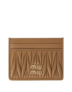 Визитница из кожи с узором матлассе, коричневый Miu miu