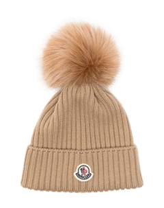 Шапка бини с помпоном, нейтральный Moncler enfant