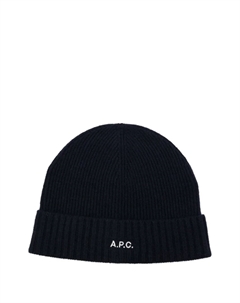 Шерстяная шапка бини в рубчик, синий A.p.c.