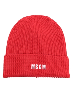 Шапка бини с вышитым логотипом, красный Msgm