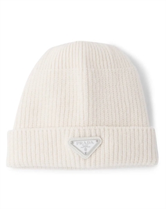 Шапка бини с логотипом, белый Prada