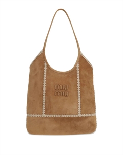 Сумка на плечо в технике кроше, коричневый Miu miu