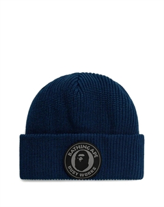 Шапка бини в рубчик с нашивкой-логотипом, синий A bathing ape®