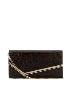 Клатч Emmie с тиснением под кожу крокодила, коричневый Jimmy choo