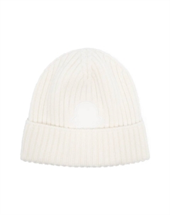 Шапка бини в рубчик с нашивкой-логотипом, белый Moncler enfant