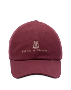 Хлопковая кепка с кожаным ремешком, красный Brunello cucinelli