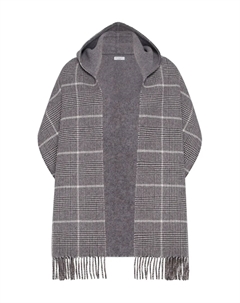 Кашемировый шарф в клетку, серый Brunello cucinelli