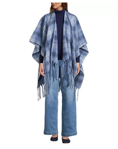 Шарф Women's Brushed Boucle Ruana, синий Lands' end