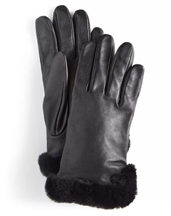 Женские кожаные перчатки с мехом, совместимые с сенсорными экранами ®, черный Ugg
