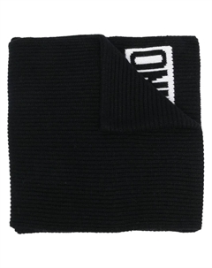 Шарф с бахромой и логотипом, черный Moschino