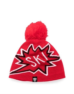 Вязаная шапка с помпоном в лыжном мотиве, красный Rossignol