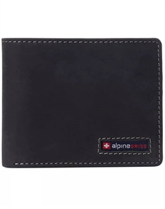 Мужской кожаный кошелек-визитница с RFID защитой и двумя окошками для удостоверений, серый Alpine swiss