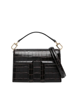 Мини-сумка T-Flap с тиснением под крокодила TOTEME, коричневый Toteme