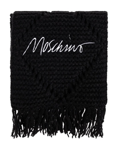 Шарф фактурной вязки с бахромой, черный Moschino