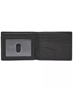 Мужской кожаный кошелек Neel с двумя отделениями, черный Fossil