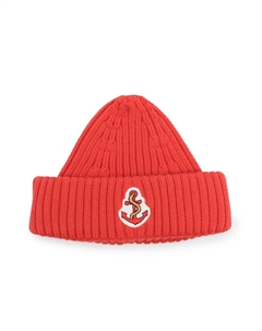 Шапка бини из органического хлопка с нашивкой-логотипом, красный Mini rodini