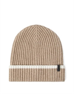 Шапка-бини в рубчик с контрастными полосками, нейтральный Brunello cucinelli