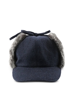 Шапка с отделкой из искусственного меха, синий Y's