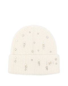 Ребристая шапка, украшенная кристаллами, нейтральный Liu jo