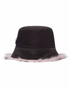 Панама Re-Nylon с искусственным мехом, черный Prada