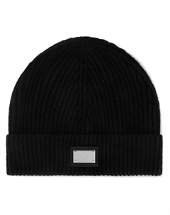 Шапка бини из смесового кашемира с логотипом, черный Dolce&gabbana